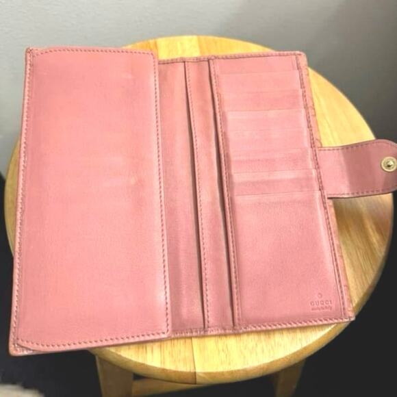 Gucci Guccissima Continental Wallet Dusty Rose Pink Heart - Picture 2 of 7